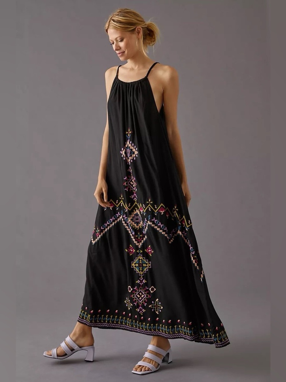 Anthropologie Embroidered Maxi Dress Size Medium